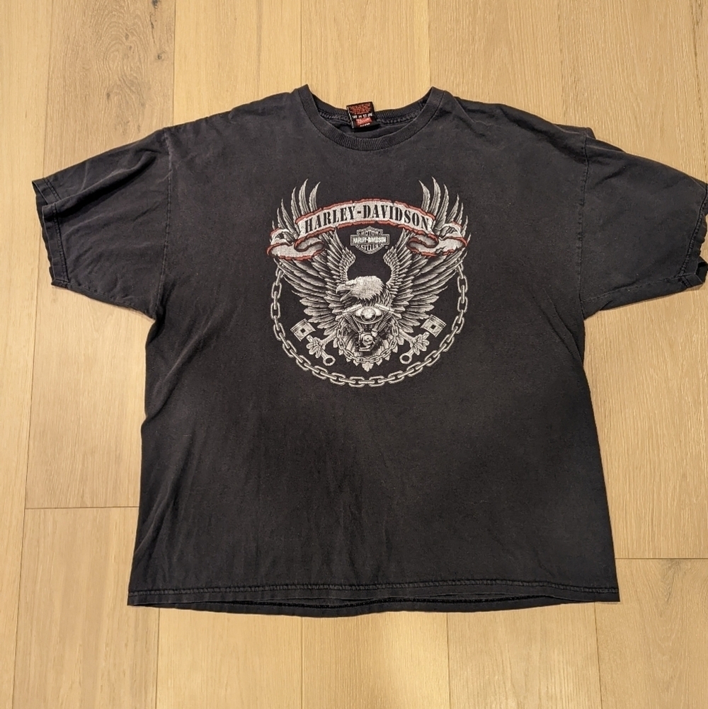 Perfectly Broken In Harley-Davidson Black Graphic T-Shirt for Men